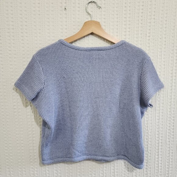 Vintage 90 Design Periwinkle Square Knit Button Front Top Size Small - Picture 2 of 12